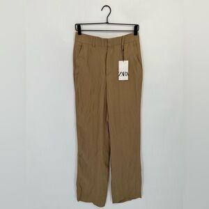 Zara Relaxed Loose Straight Leg High Rise Trousers